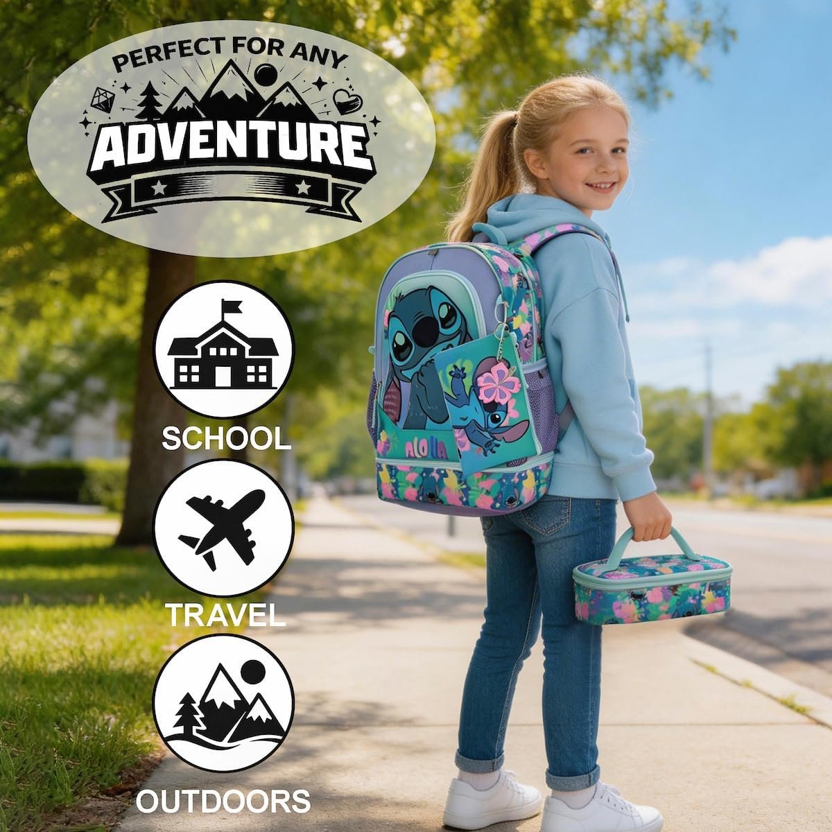 BIOWORLD Womens Kid Lilo & Stitch Backpack Set (Little Kid/Big Kid) Purple Onesize - Image 6