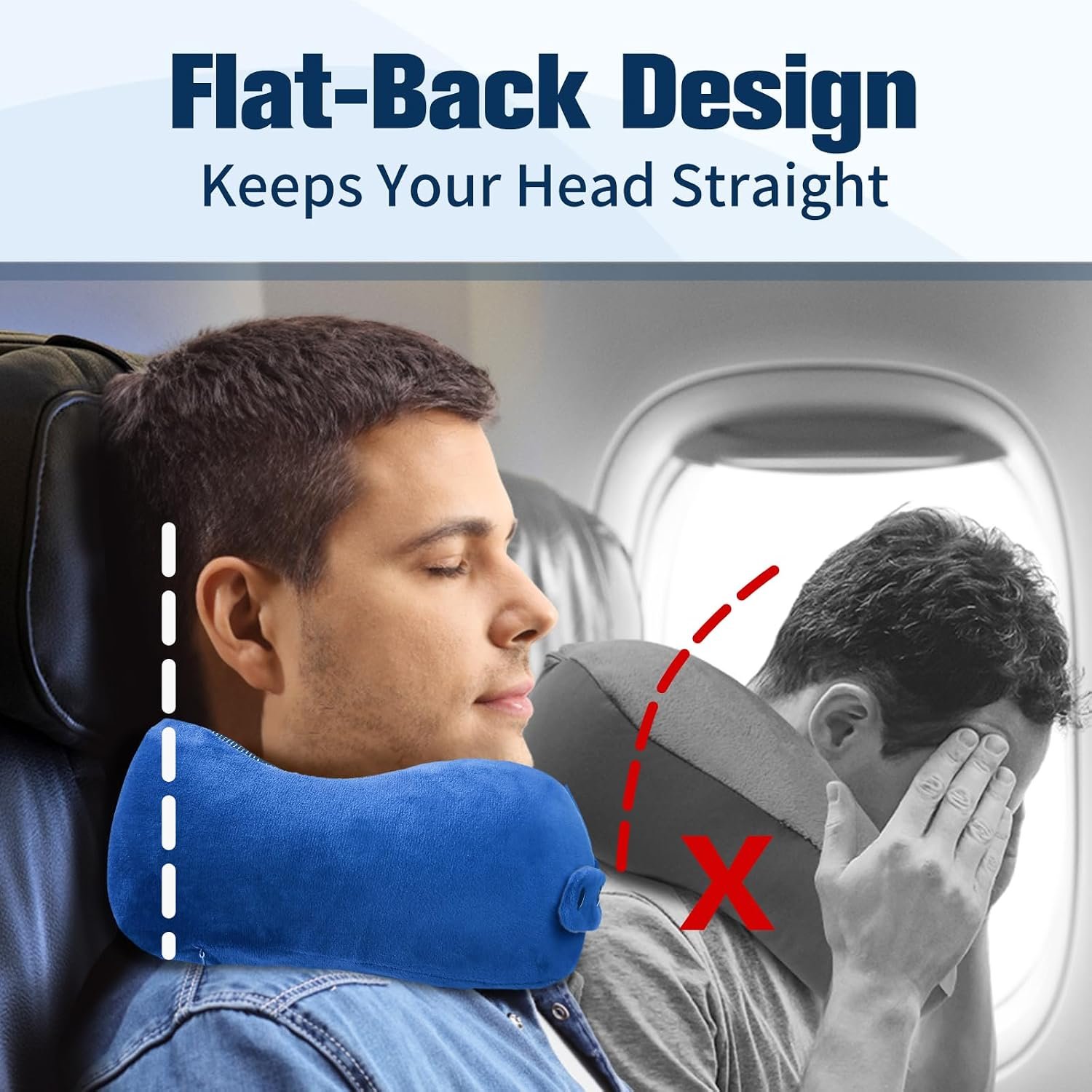 Cirorld Neck Pillow for Traveling, Travel Pillows for Airplanes Dark Blue | 100% Memory Foam Travel Neck Pillow, Adjustable Flight Pillow, Portable Plane Accessories with Eye Mask, Earplugs, Carry Bag - Image 4