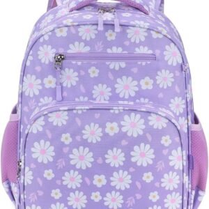 RHCPFOVR Kids Backpack for Girls - Girls Backpack 3-8 Ages Flower for Kids 15 Inch School Bookbag for Kindergarten Elementary School Bookbag for Girl 1st 2nd Grade