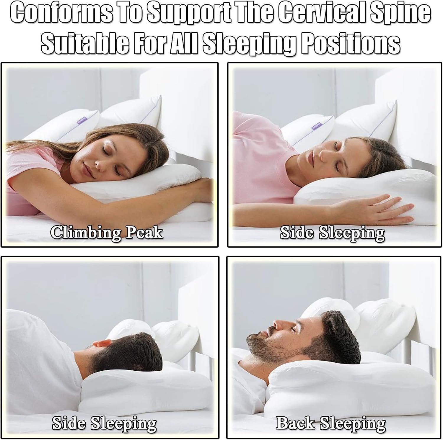 Cloud Pillow - Ergonomic Memory Foam Pillow, Memory Foam Pillow for Neck (Grey) - Image 3