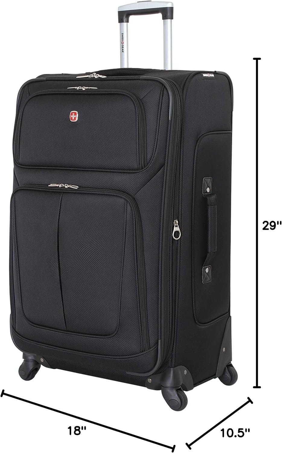 SWISSGEAR Sion Softside Expandable Spinner Luggage Durable Lightweight Travel Suitcase, Black, Checked-Large - Image 11