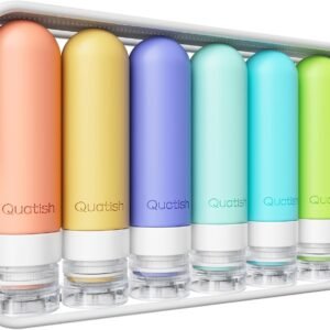 Quatish Travel Bottles for Toiletries 6 Pack, Original Patented Leakproof 3 oz Tsa Approved Travel Size Containers, BPA Free Silicone Shampoo and Conditioner Bottles, Camping Essentials