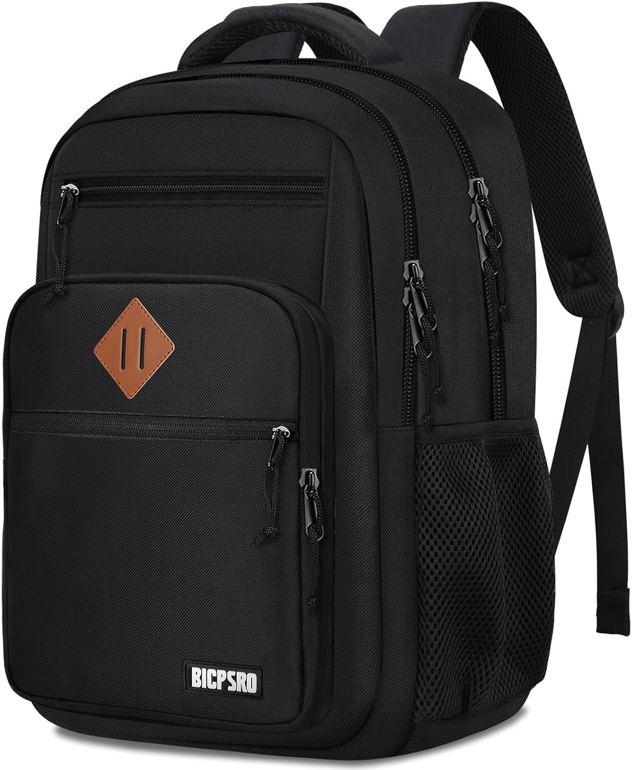 Classic School Backpack for Boys Girls Teens, Black Backpack for Men Women, 15.6 Inch Laptop Bookbag with Reinforced Straps for College High Middle School Work Business Book Bag