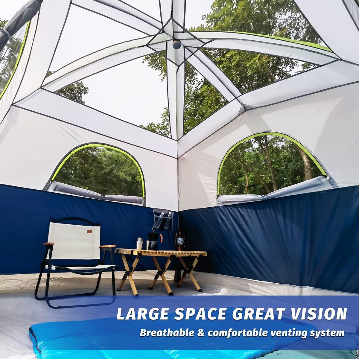 UNP 6 Person Tents for Camping Waterproof Family Cabin Tent with Rainfly | Easy Setup Windproof Double Layer Camping Tent with 1 Mesh Door & 5 Large Mesh Windows 10'X9'X78in(H) - Image 4