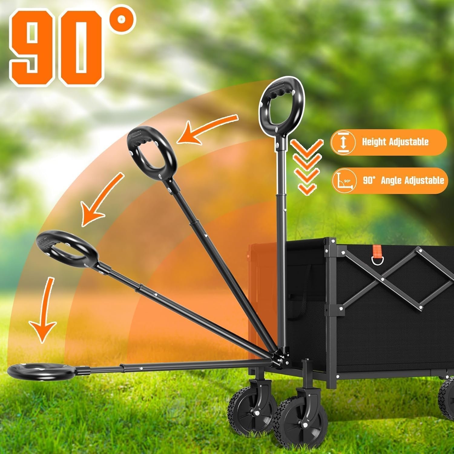 Yozoia Wagons Carts Foldable, Lightweight Portable Utility Shopping Cart with Wheels, Folding Grocery Wagon Cart for Grocery, Camping, Shopping, Beach, Garden, Sports Black | Foldable, Lightweight, Portable, Simple Installation, for Camping Shopping Beach Garden Sports - Image 6