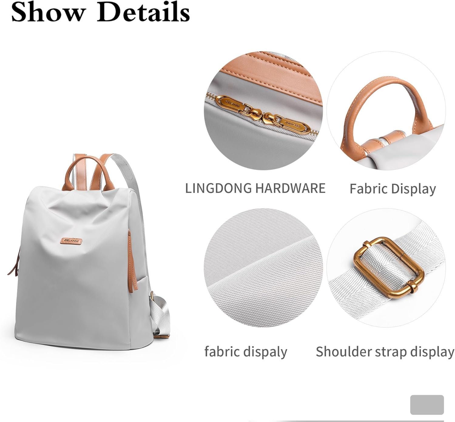 Women's Gray Backpack Purse Lightweight Nylon Anti Theft Urban Daypack Bag | Rear Zipper Opening with Adjustable Shoulder Straps Dual Top Handles Side Pockets for Travel Commuting Shopping Everyday Use - Image 3