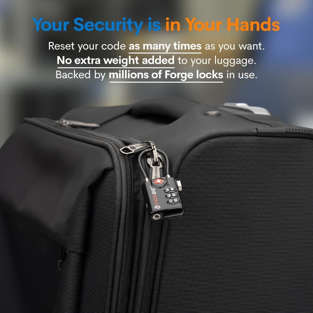 TSA Approved Cable Luggage Locks, Re-settable Combination with Alloy Body, Black 2 Locks. - Image 9