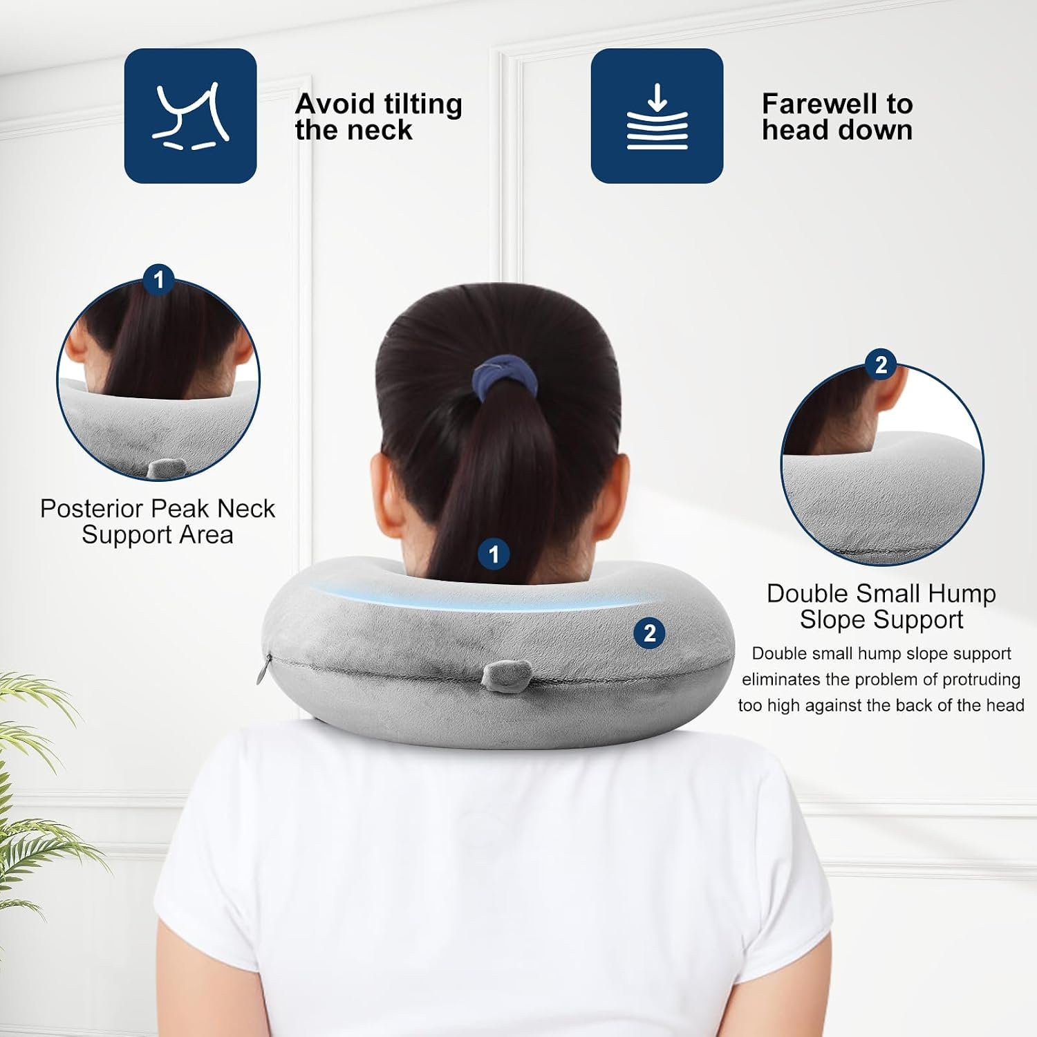 GDEOUP Travel Pillow 100% Pure Comfortable U Shape Memory Foam Pillows Neck and Head Support Portable Travel Neck Pillow Suitable for Planes Airplane for Traveling,Train,Self-Drivingng Car,(Grey) - Image 4