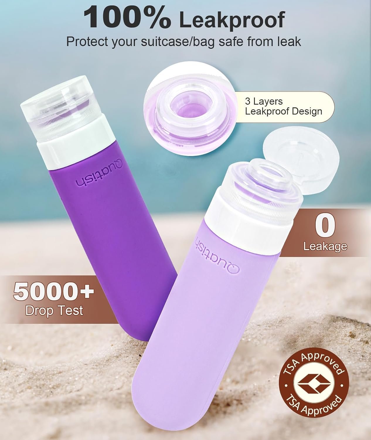 20 Pack Travel Bottles for Toiletries, Original Patented, TSA Approved Travel Size Containers, Leak Proof Silicone Shampoo and Conditioner Bottles Women & Men, Airplane Cruise Essentials, Purple - Image 3