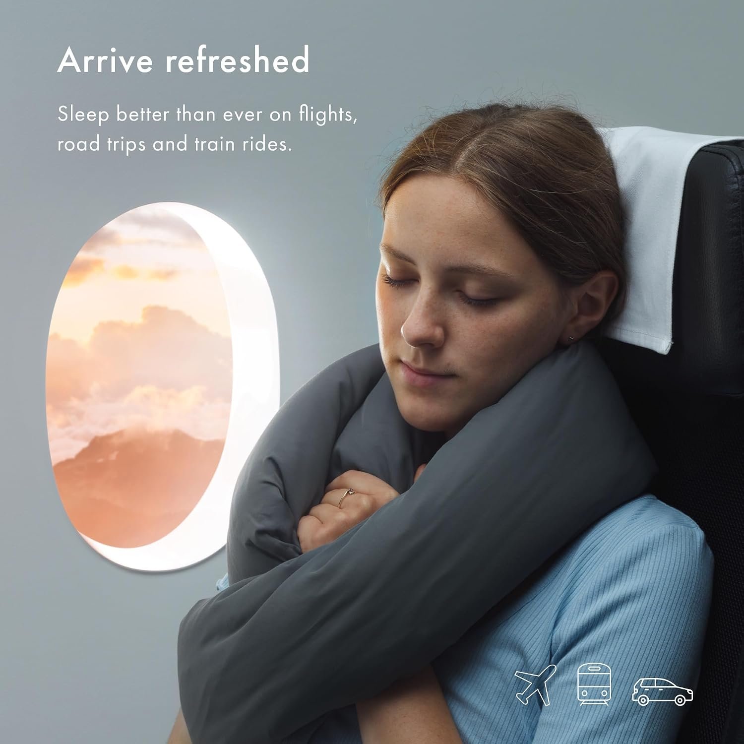 Infinity Pillow - Home Travel Soft Neck Scarf Support Sleep (Grey) - Image 6