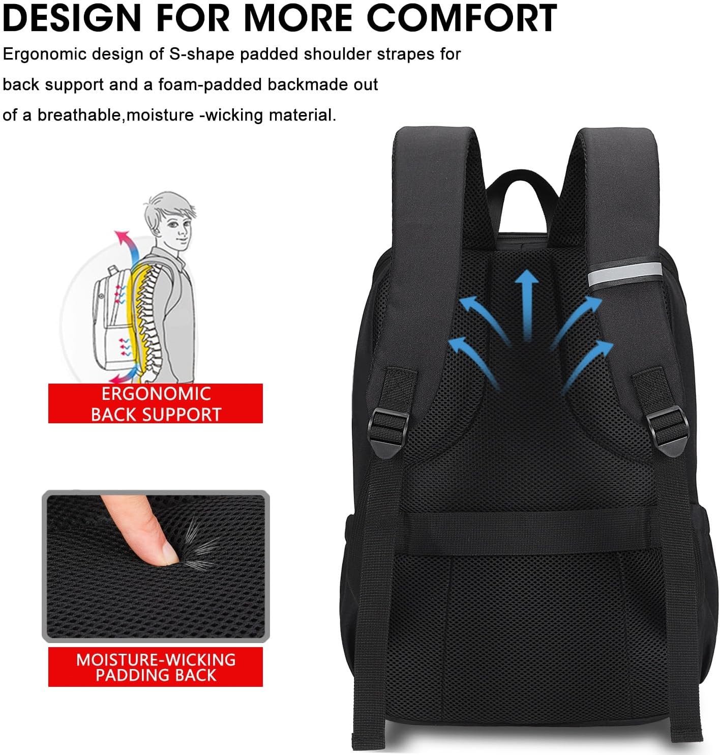 MAXTOP Deep Storage Laptop Backpack Business Anti-theft Backpacks[Water Resistant] College Computer Bookbag Fits 15 Inch Laptop Black - Image 7