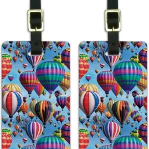 Hot Air Balloons Pattern Luggage ID Tags Suitcase Carry-On Cards - Set of 2