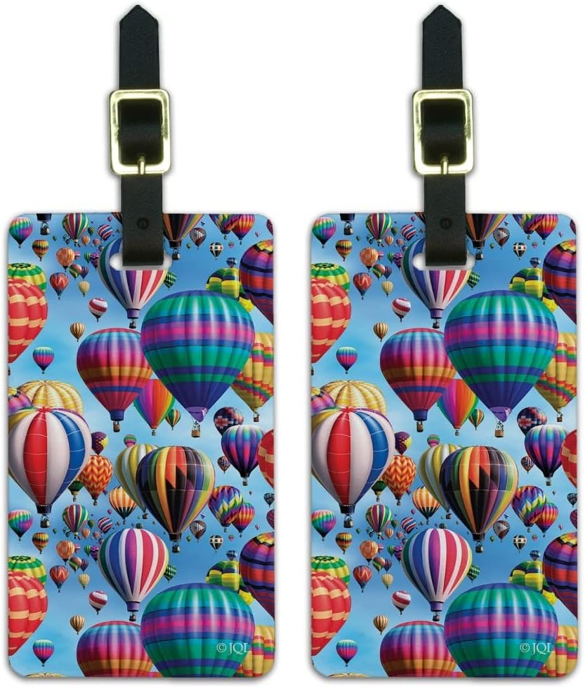 Hot Air Balloons Pattern Luggage ID Tags Suitcase Carry-On Cards - Set of 2