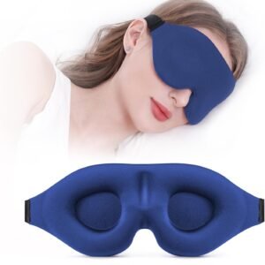 YIVIEW Sleep Mask for Side Sleeper, Light Blocking Zero Pressure Blindfold | Soft Breathable Eye Cover for Women Men, 3D Sleeping Eye Mask Blue, Relaxing Travel Essential, Adjustable, Flight Nap