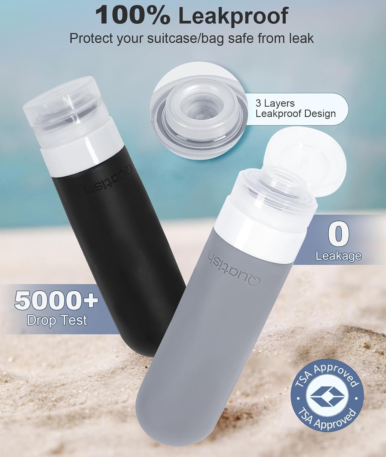 20 Pack Travel Bottles for Toiletries, Original Patented, TSA Approved Travel Size Containers, Leak Proof Silicone Shampoo and Conditioner Bottles Women & Men, Airplane Cruise Essentials, Black - Image 3