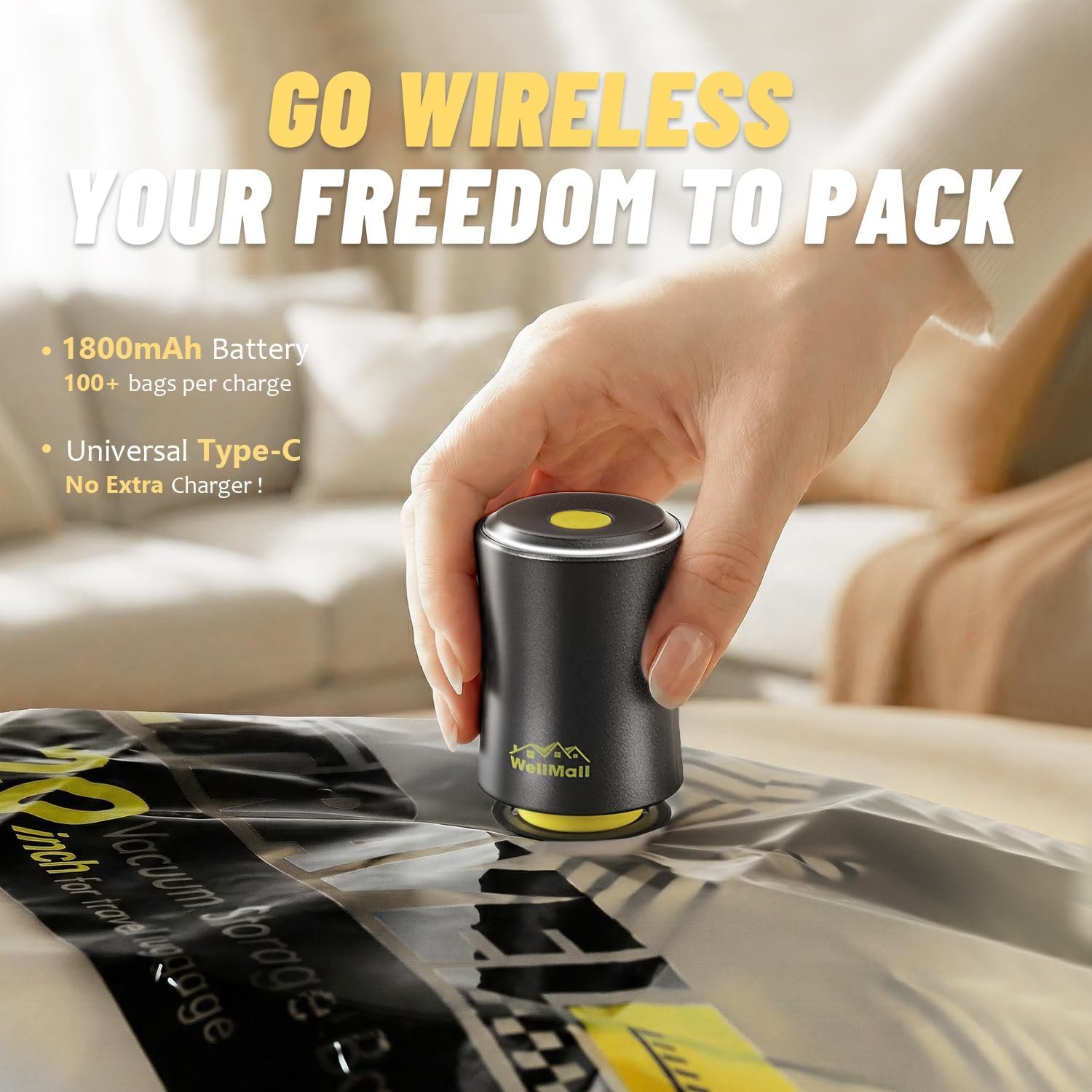 Cordless Vacuum Bags for travel - 18 Pack Rechargeable Wireless Vacuum Seal Bags for Clothing Travel, Space Saver vacuum storage bags with pump for Clothes, Blankets & Luggage Organization - Image 2