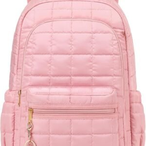 College Laptop Backpack 15.6 Inch Travel Backpack for Women Puffer Puffy Quilted Casual Daypack for Adult