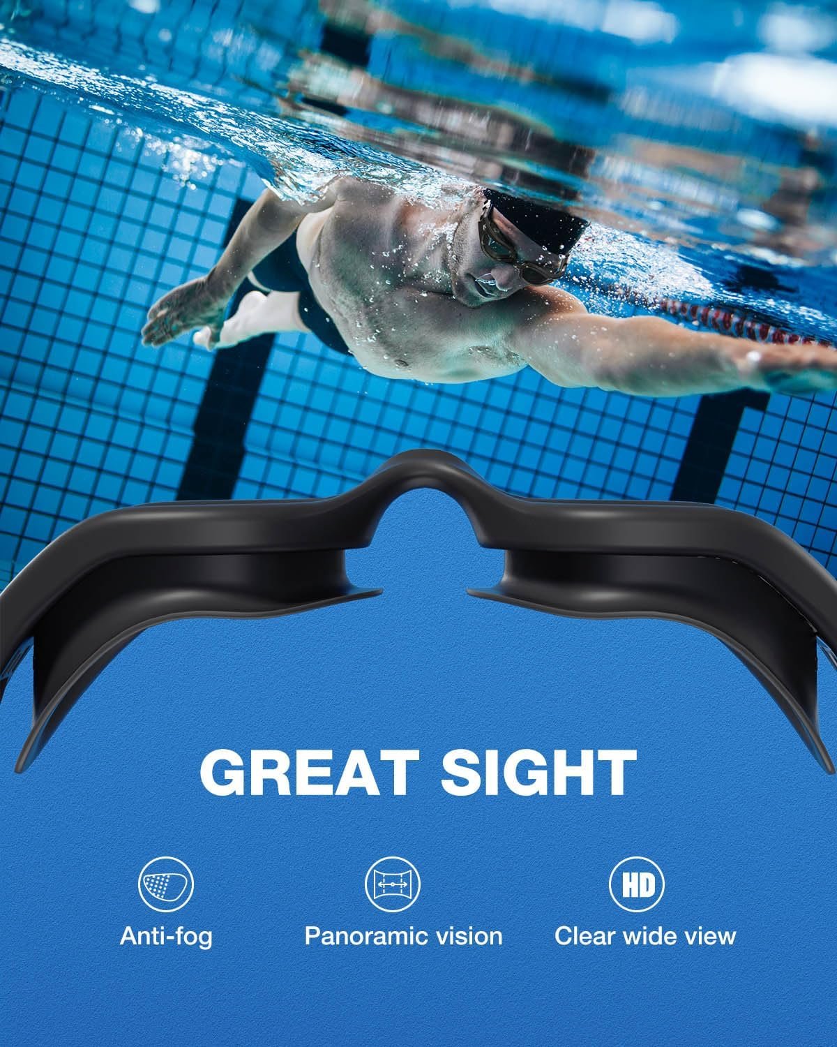 ZIONOR G1 Air Swim Goggles Adult, Polarized for Outdoor, Open Water | Pro UV Protection, Wide Vision, Reduce Water Glare - Image 5