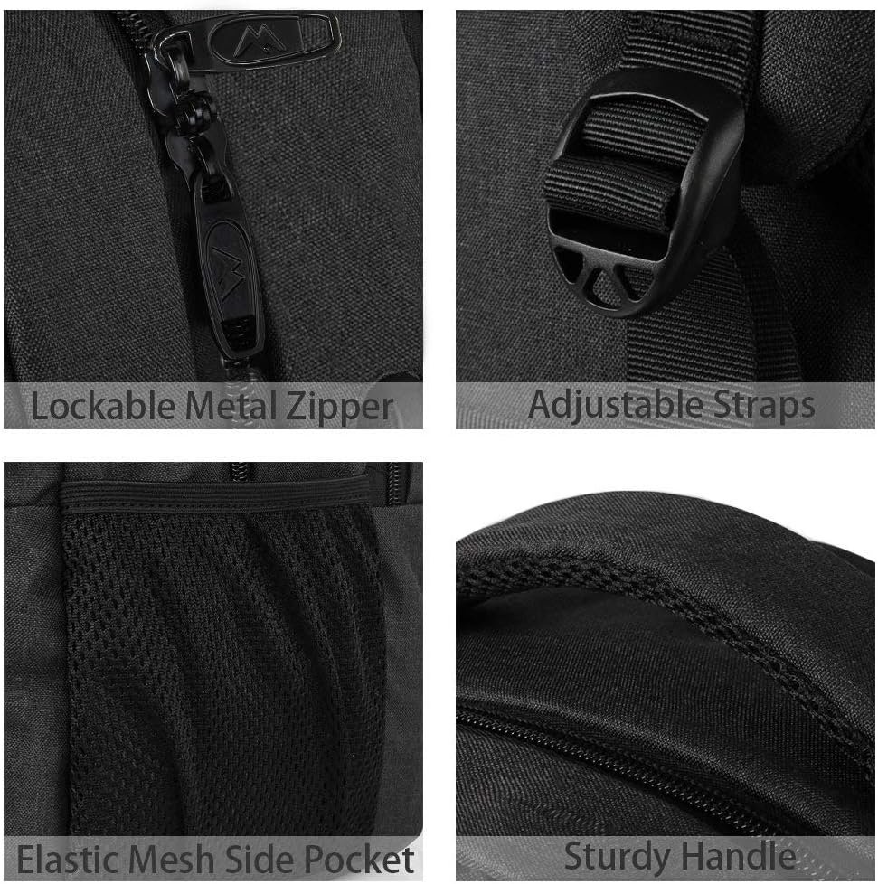 MATEIN Business Laptop Backpack, 15.6 Inch Travel Work Bag for Men Women | Water Resistant Daypack, Personal Item Bag Size, Anti Theft Pocket, Luggage Strap, Computer Backpack for Work College, Black - Image 4