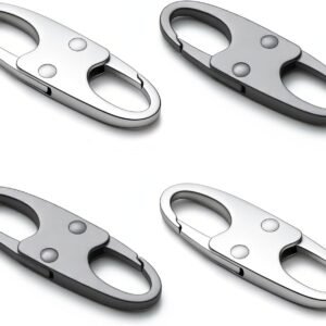 zelin Anti Theft Zipper Clips, Travel Essentials, Carabiner, 2Grey 2Silver | Metal Zipper Lock Clip and Airplane Gadgets, Anti Theft Protection for Travel Bag, Commuter Backpack and Replacement