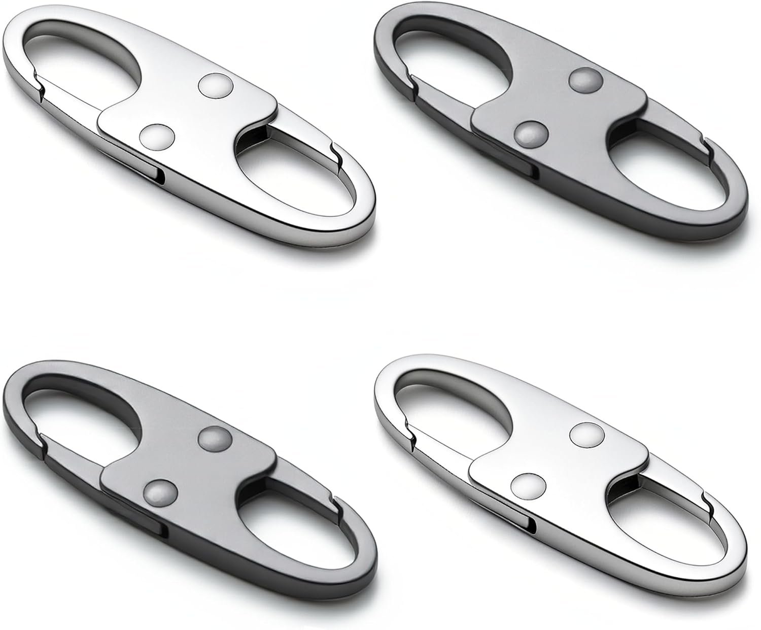 zelin Anti Theft Zipper Clips, Travel Essentials, Carabiner, 2Grey 2Silver | Metal Zipper Lock Clip and Airplane Gadgets, Anti Theft Protection for Travel Bag, Commuter Backpack and Replacement
