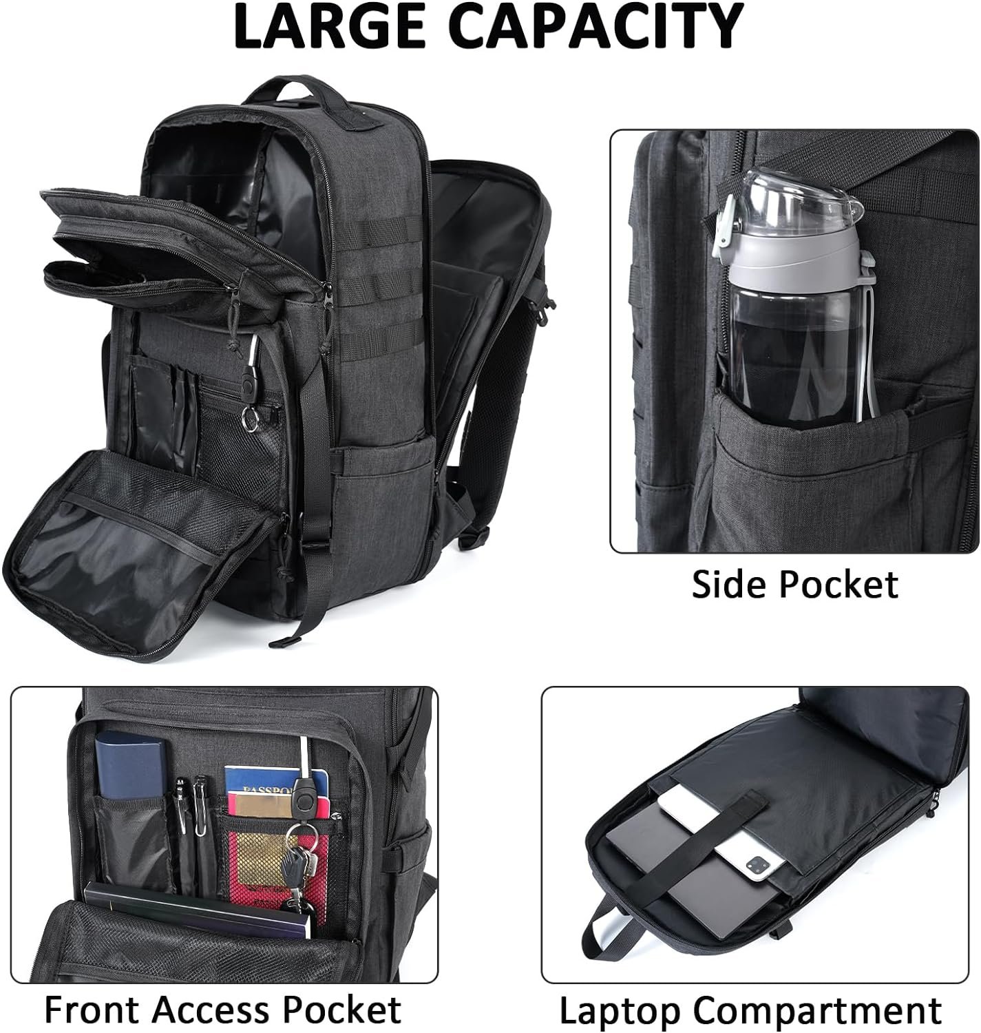 MATEIN 17 Inch Laptop Backpack, Large TSA Tactical Backpack for Men | Military MOLLE System, Water Resistant Computer Bag, Laptop Compartment, Work Organizer Pocket, For Carry on Travel - Image 2