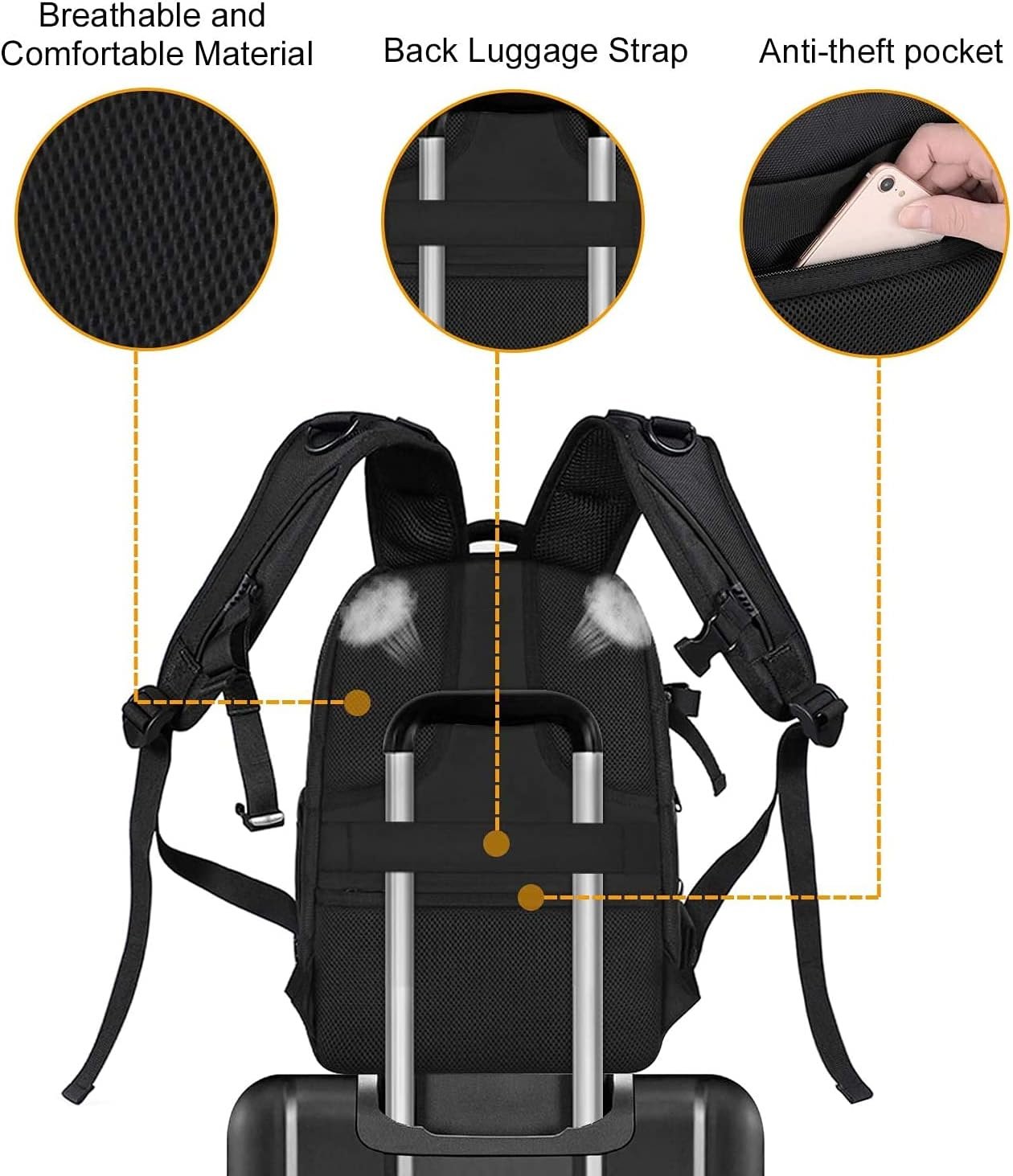 MOSISO Camera Backpack, DSLR/SLR/Mirrorless Photography Camera Bag | 15-16 inch Waterproof Hardshell Case with Tripod Holder&Laptop Compartment Compatible with Canon/Nikon/Sony, Black - Image 8