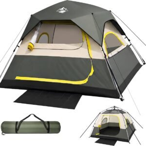 4 Person Instant Tents for Camping Setup in 50s, Cabin Tent with Rainfly | Waterproof Windproof Camping Tent, Double Layer Portable Instant Tents with Carry Bag for Family Outdoor Camping & Hiking