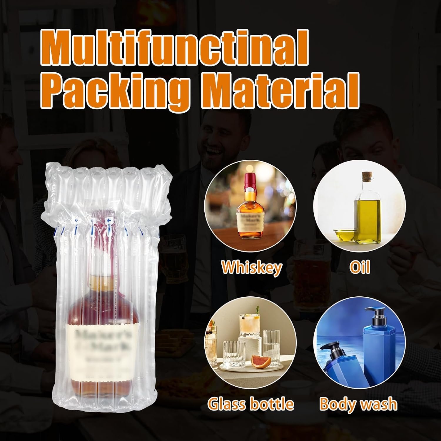 Whiskey Bottle Travel Protector Bags, Conilly Inflatable Air Column Packaging Bubble Bag with Free Inflator Pump, Reusable Whiskey Bottle Protector, Safe Choice for Whiskey Transportation (10) - Image 4
