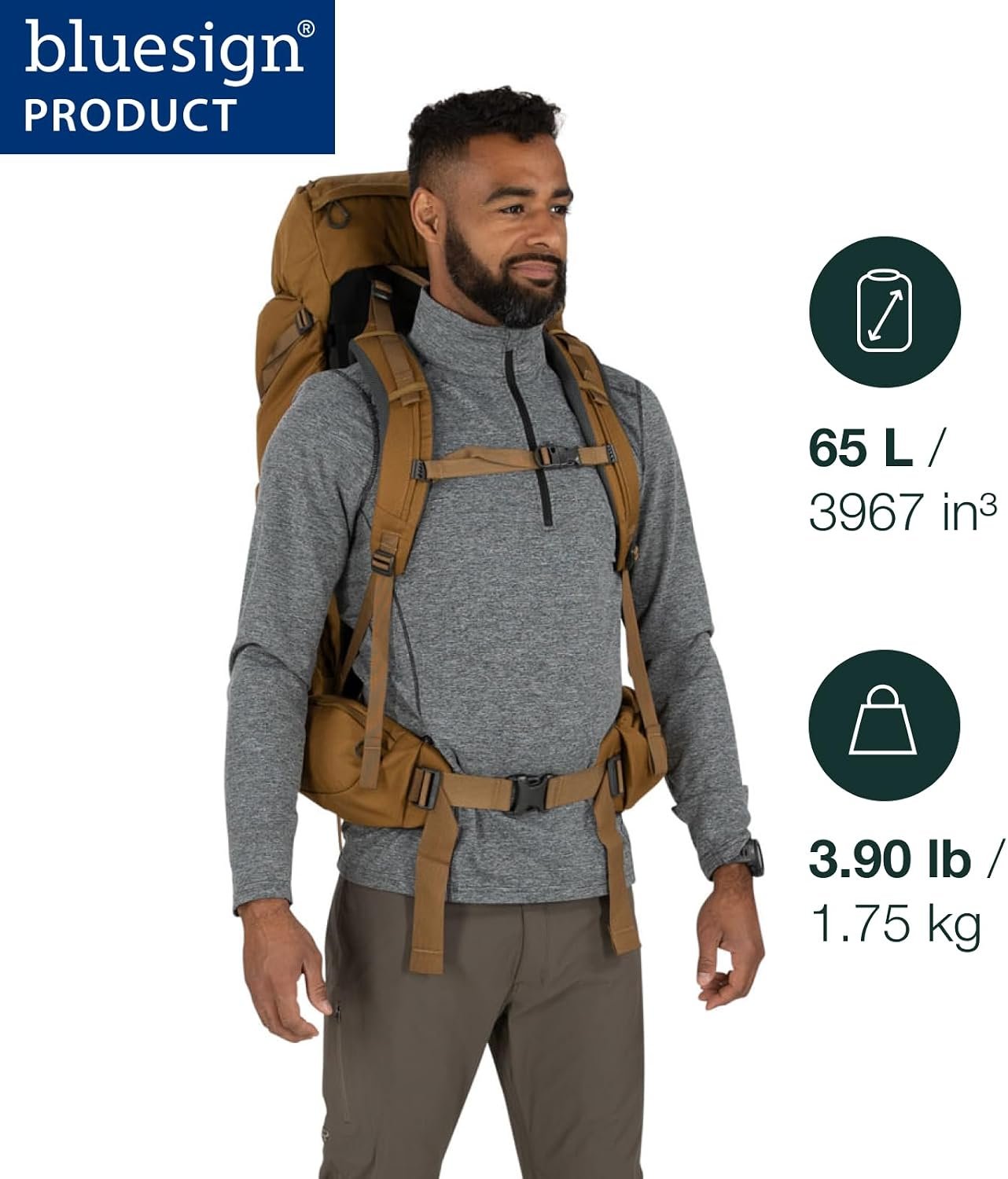 Osprey Rook 65L Men's Backpacking Backpack, Dark Charcoal/Silver Lining - Image 2