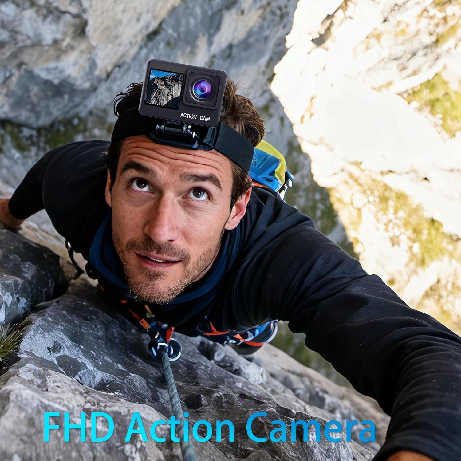 Dual Screen Action Camera, 1080P 16MP Waterproof Camera, Black | 40M Underwater Camera, with 2x1050mAh Batteries, 16GB Card & Full Accessories for Helmet, Bicycle,etc. - Image 6