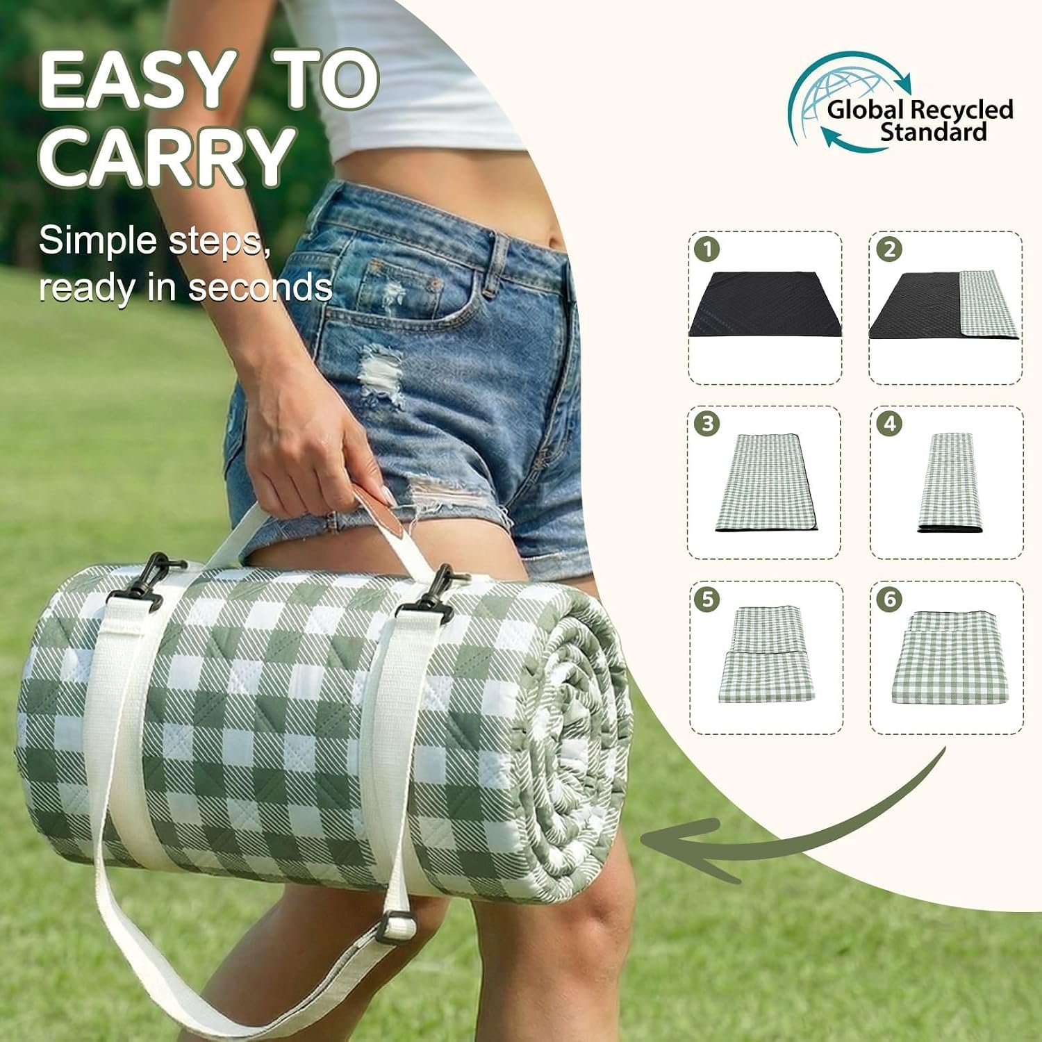 Genovega Waterproof Picnic Blanket Beach Outdoor Camping Mat Rug Extra Large Foldable Cute Big Travel Essential Accessories Gift Park Patio Lawn Garden Grass Play Music Festival Concert Must Have - Image 4