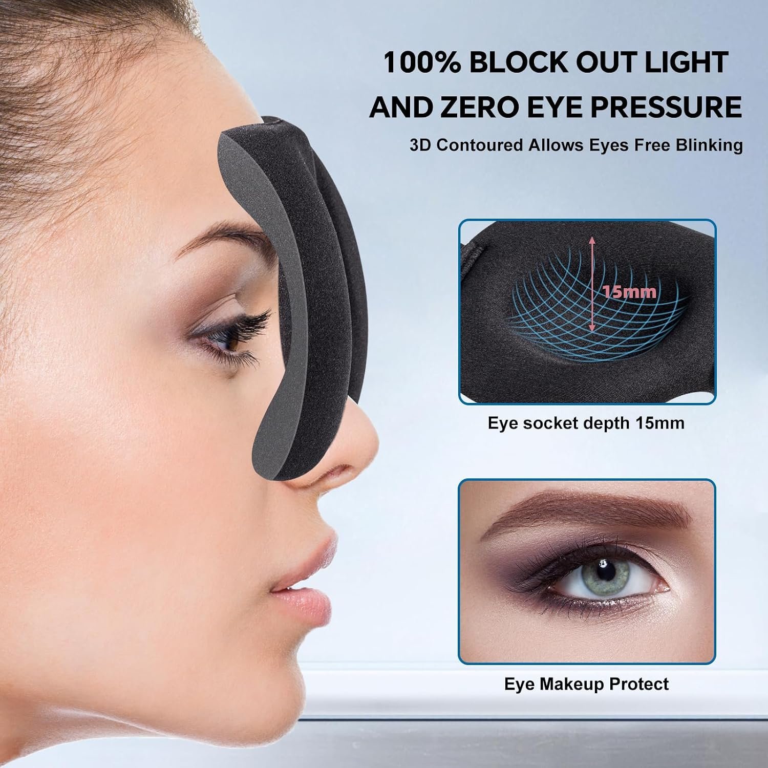YIVIEW Sleep Mask for Back and Side Sleeper 3 Pack, 100% Blackout Eye Mask | 3D Zero Eye Pressure, Night Blindfold for Women Men, Lightweight & Breathable Soft Sleeping Eye Cover, Travel Nap Essentials - Image 5