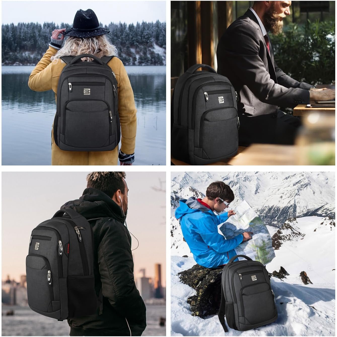 Laptop Backpack,Business Travel Anti Theft Slim College Backpack | Water Resistant Durable Computer Bag Gift for Women & Men Fits 15.6 Inch Laptop and Notebook - Black - Image 7