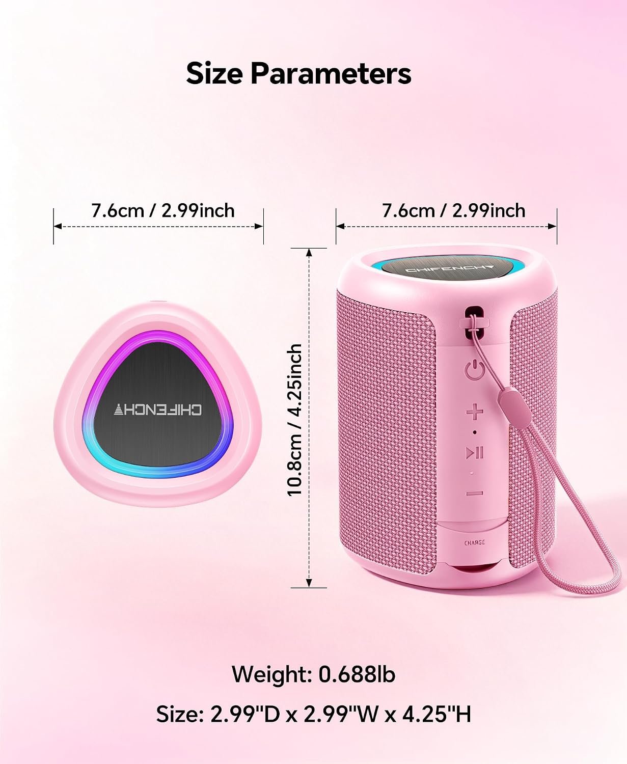 Portable Bluetooth Speaker Beach Essentials: Powerful Crystal Clear Sound/Dynamic Light/IPX5 Waterproof/All Day Playtime/Wireless BT 5.3/TWS Paring, Dad Gifts, Outdoor|Travel|Camping|Pool Accessories | Powerful HD Sound,Dynamic Light,All Day Playtime,Wireless BT 5.3,TWS Pairing,Travel|Camping|Pool Accessorie,School Supplies - Image 9