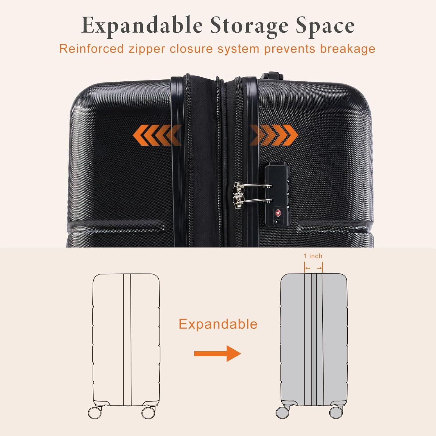 Sweetcrispy 21 Inch Carry On Luggage, Suitcase with Spinner Wheels | Expandable, ABS Hard Shell, Lightweight, Rolling, Smooth, TSA Lock, Business Trips, Short Vacations, Charcoal Black - Image 8