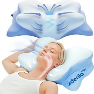 Derila Ergo Cervical Neck Pillow for Sleeping Pillow Contour Memory Foam Pillows for Back, Side Sleeper Pillows 21.25 x 14.17 x 4.72 inches | Pillows For Back, Side Sleeper Pillows 21.25 x 14.17 x 4.72 inches
