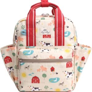 Itzy Ritzy Toddler Backpack, Baby Daycare Bag w/Spacious Interior (Farm) | Adjustable Straps, Wipeable Lining, 2 Side Pockets, Front Zipper, & Name Label - Keeps Essentials Organized for Daily Travel