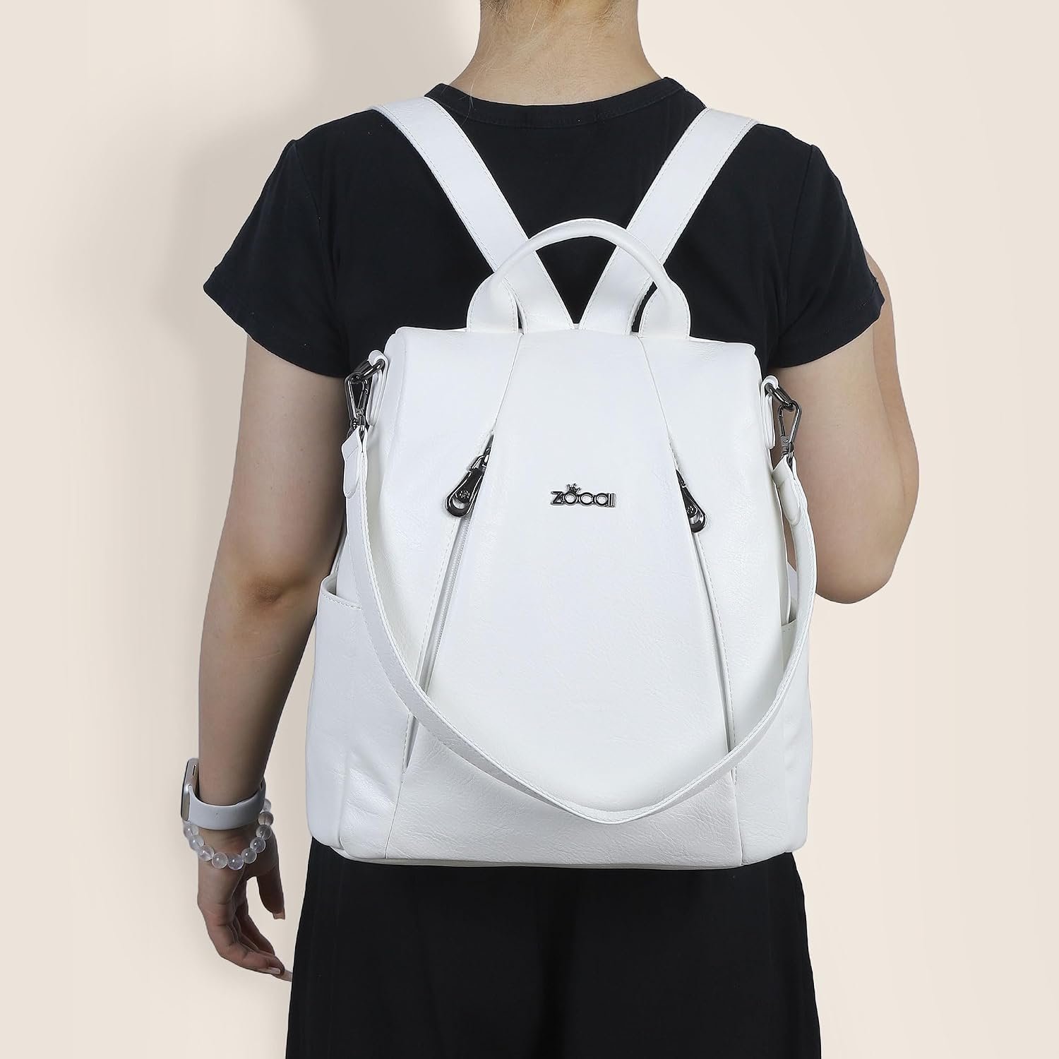 ZOCAI Backpack Purse for Women Medium Anti-Theft Backpacks Purses Design Leather Shoulder Bags with Removable Strap - Image 7