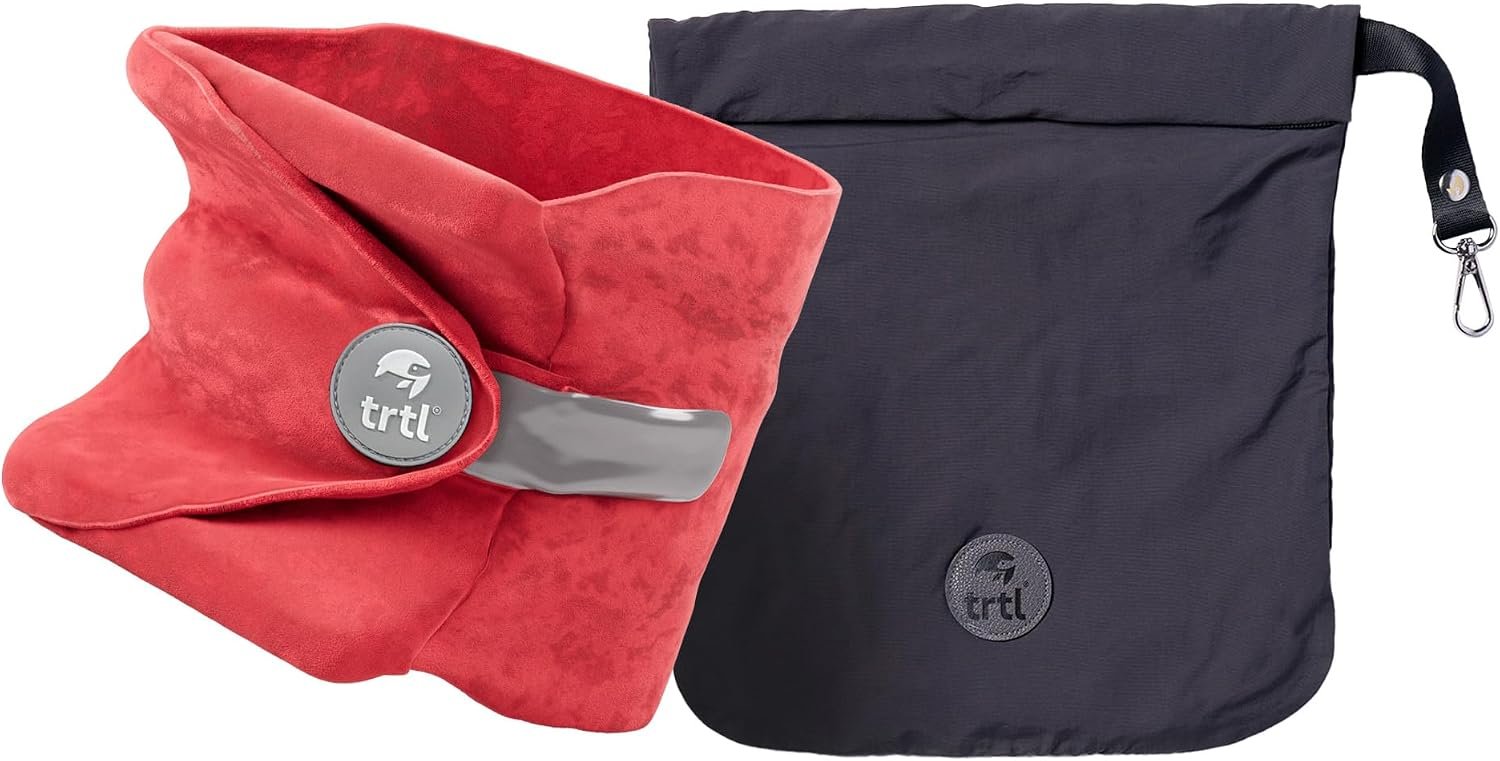 Trtl Pillow - Scientifically Proven Neck Support Travel Pillow for Airplanes - Lightweight and Machine Washable - Ergonomic Design for Traveling on Cars and Trains - Coral