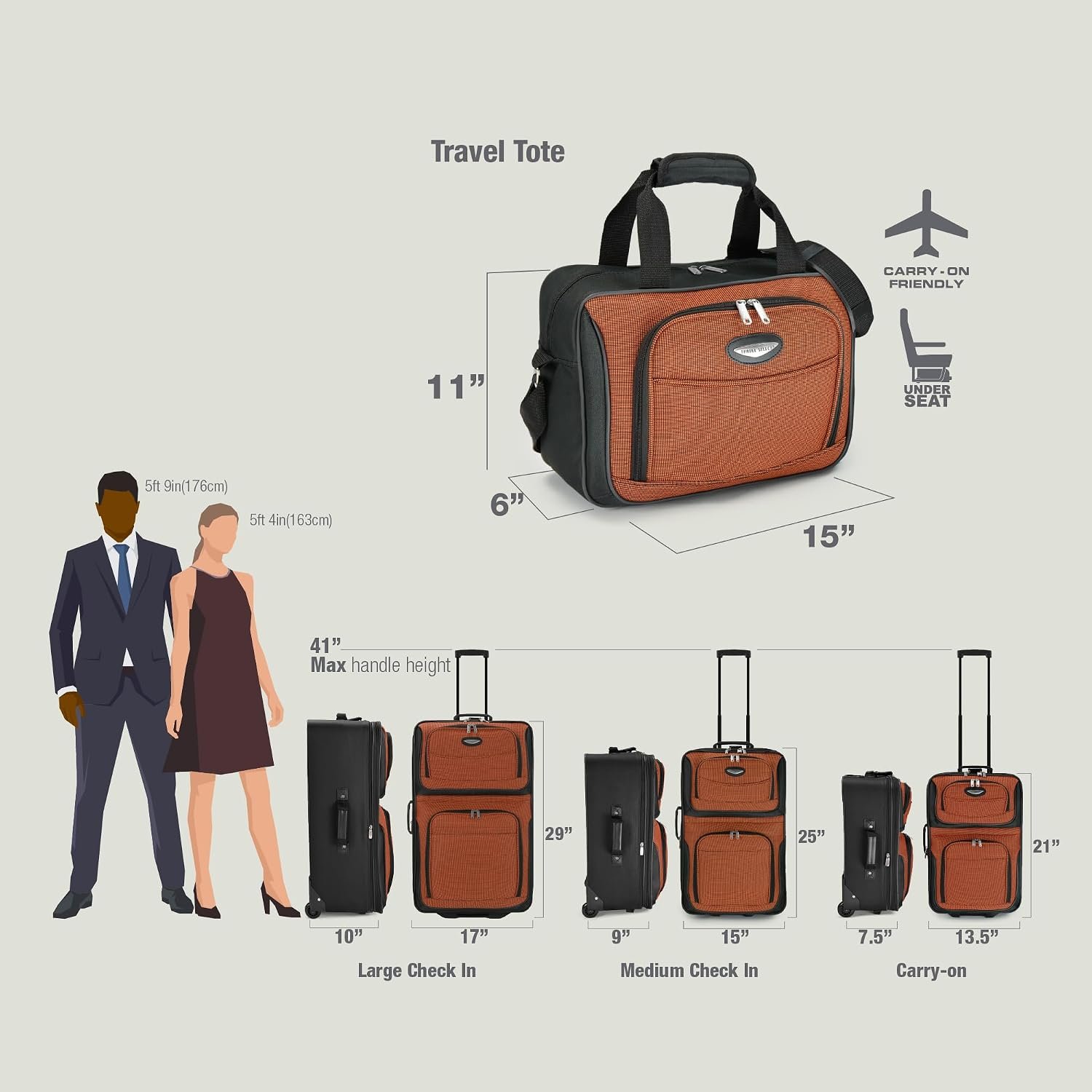 Travel Select Amsterdam Softside Expandable Luggage with Rolling Wheels, Navy, 4-Piece Set (15/21/25/29) - Image 5