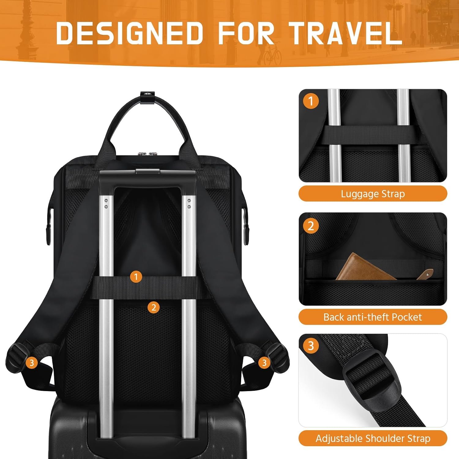 Maelstrom Laptop Backpack for Women Men, 15.6-17.3" Waterproof Travel Bag | Anti-theft Design, Lightweight, Luggage Strap, Device Protection, Breathable,Multi-Pockets, Perfect for Work/Business/School - Image 7