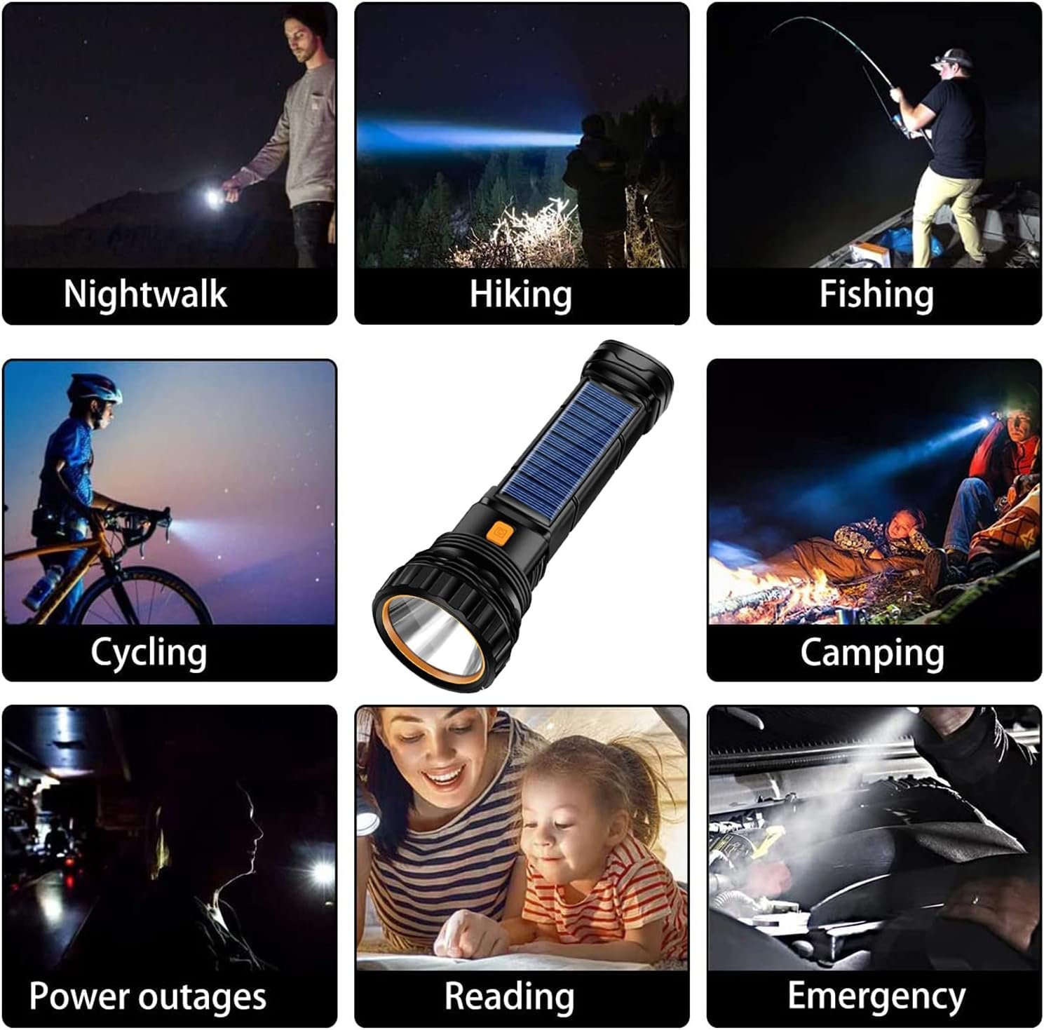 E-SHIDAI Solar Flashlight, Rechargeable flashlights for Camping, Home | Solar Power And Rehargeable ,Emergency Survival Flashlight for Disaster weather and other power outage scenarios - Image 5