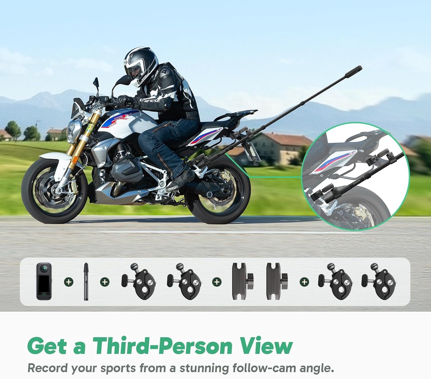 AKASO 360 Action Camera Motorcycle Combo- 5.7K 360 Video with 1/2" 48MP Sensors, 72MP 360 Photo, 360-SuperSmooth, Invisible Selfie Stick, 360° Horizon Lock, AI Tracking - Image 9