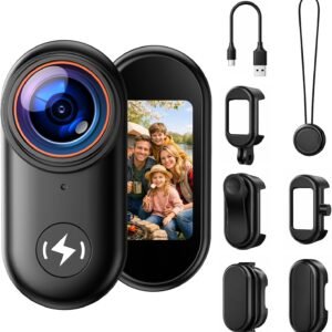 4K Mini Body Camera with 64GB Card, Thumb Action Camera Magnetic Mount 1.47" Screen, Wearable POV Camera for TikTok YouTube Vlogging Motorcycle Security