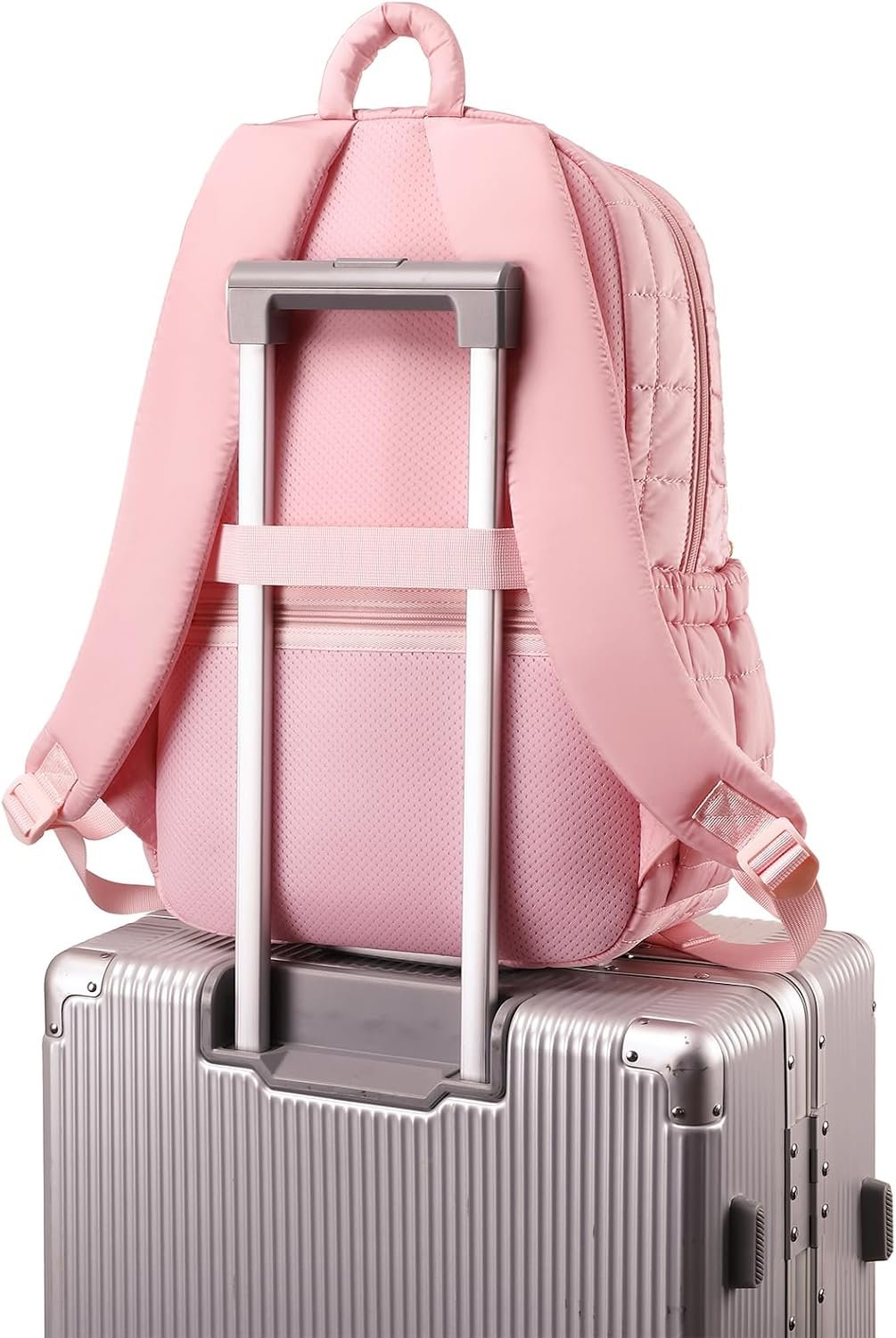 College Laptop Backpack 15.6 Inch Travel Backpack for Women Puffer Puffy Quilted Casual Daypack for Adult - Image 7