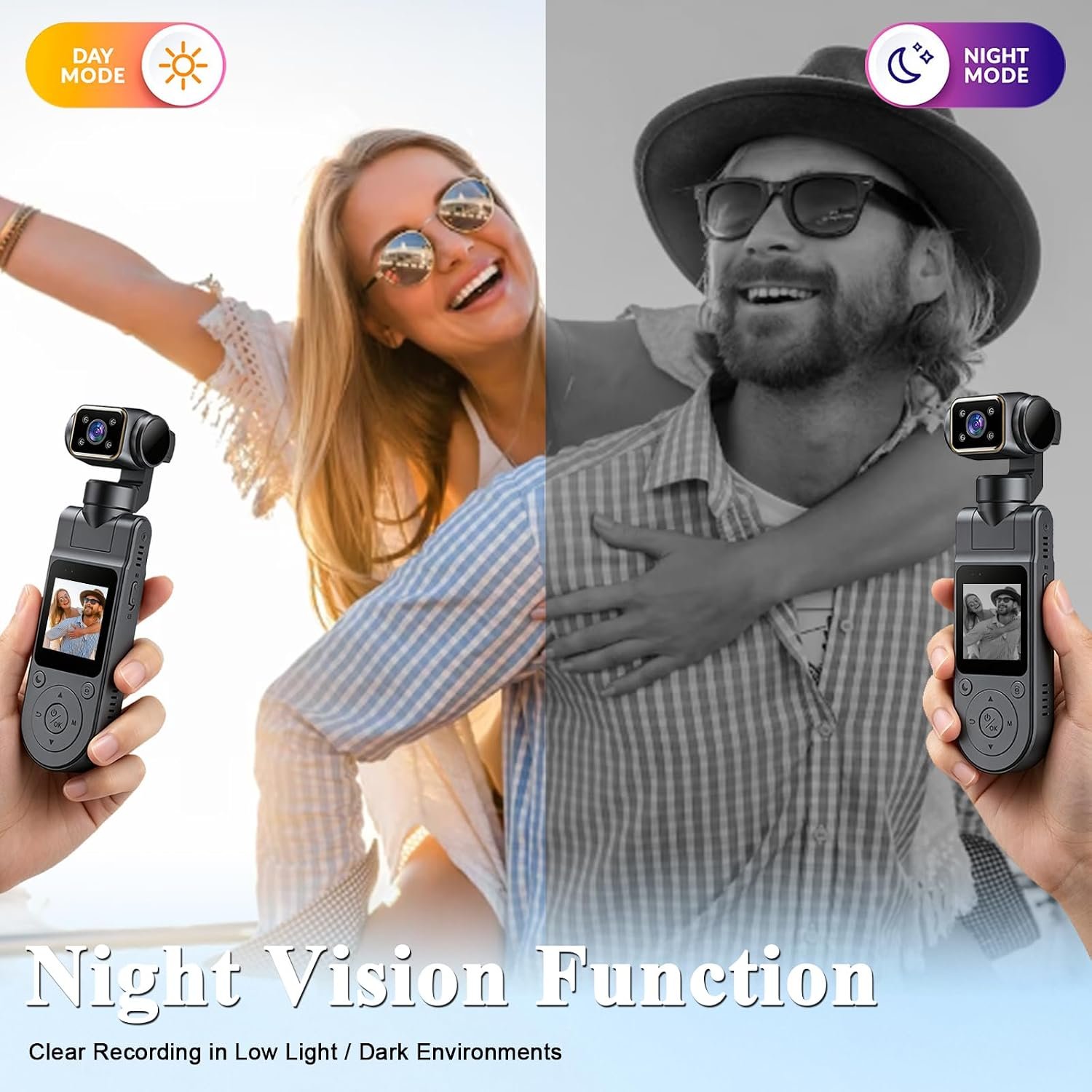 Body Camera with Audio & Video Recording Handheld Vlogging Camera | 1080P FHD | 270° Rotationg Lens | Night Vision | Connects to Phone | 1.54in Screen | Magnetic Clip | Camera for Vlogging - Image 3