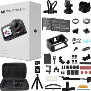 DJI Osmo Action 5 Pro Waterproof Action Camera Bundle, 1/1.3" Sensor | 4K/120fps Video, 47GB Built-In Storage, Original Standard Combo + 58-in-1 Accessory Kit + 2 Extra Batteries + Extra 64GB Card
