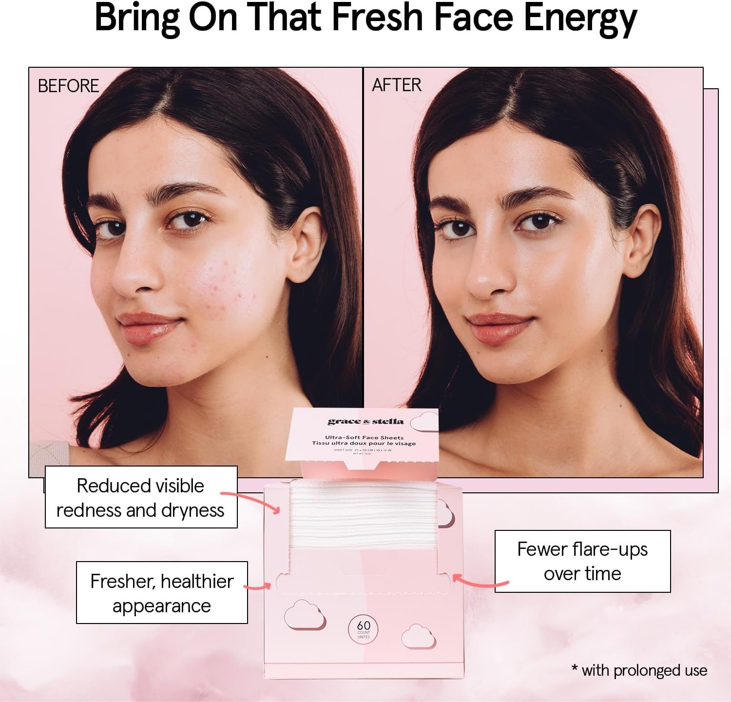 grace & stella Face Towels Disposable - Travel Essentials (60 Count) | Ultra-Soft & Absorbent Face Wipes Towelettes - XL Facial Towels for Cleansing & Makeup Removal - Lint-Free Facial Tissue - Image 4
