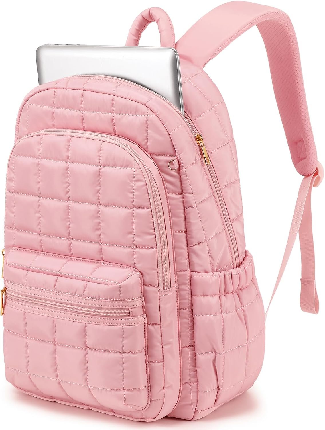 College Laptop Backpack 15.6 Inch Travel Backpack for Women Puffer Puffy Quilted Casual Daypack for Adult - Image 5